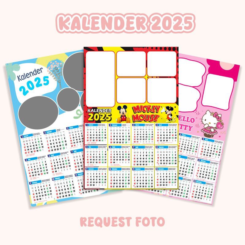 

Kalender Dinding 2025 Custom request gambar kartun/Kpop/Foto Sendiri