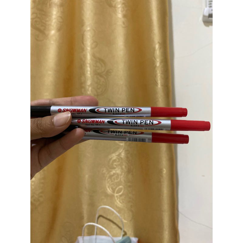 

Spidol snowman twin pen merah dan hitam