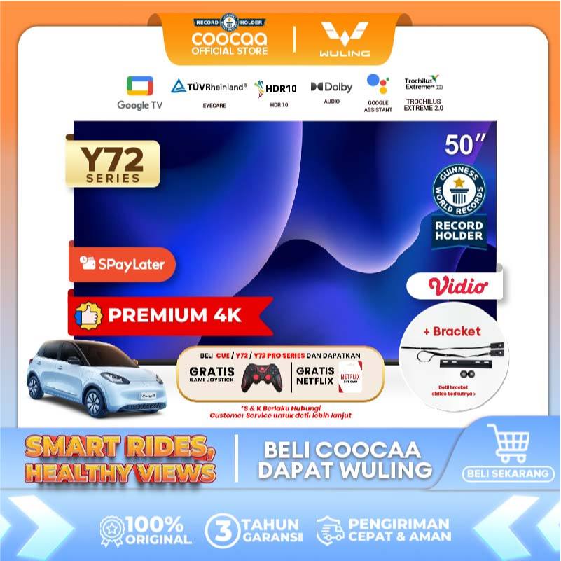 [+ BRACKET] [Google TV] COOCAA 50 inch Smart TV  - 4K - UHD - Netflix/Youtube - Google Assistant - D