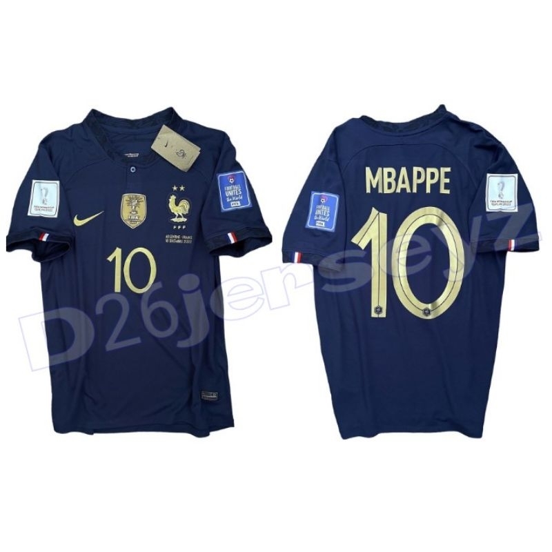 Jersey Prancis Home Final Piala Dunia World Cup 2022 + Cetak Nama Nameset MBAPPE 10 / Custom suka su
