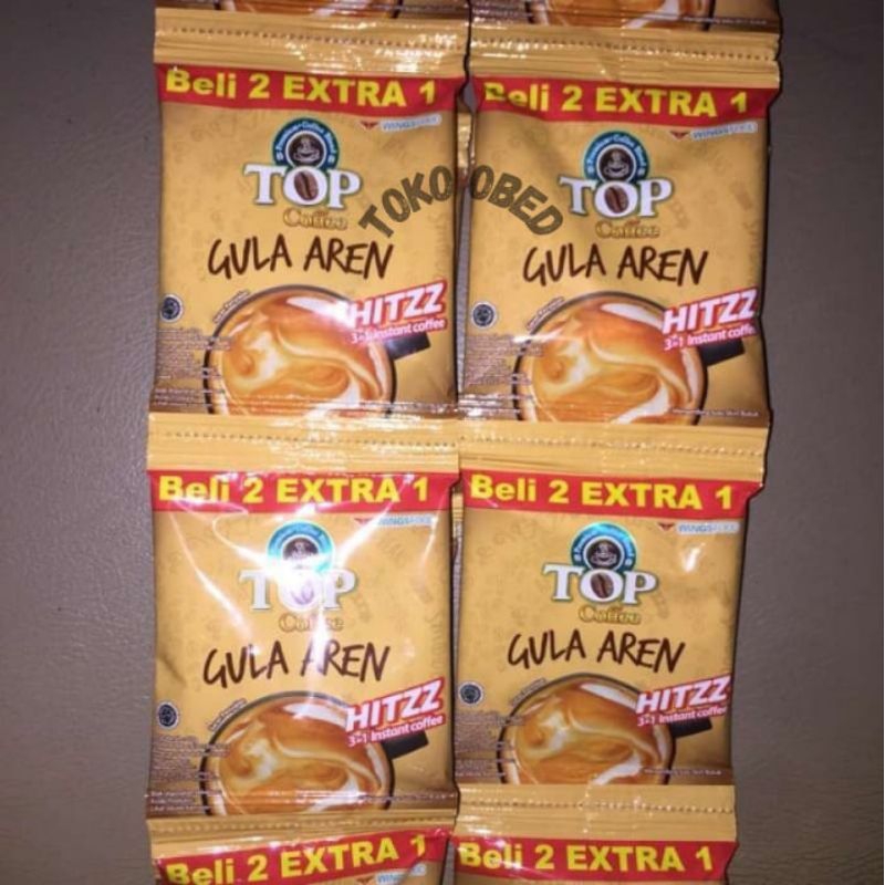 

top coffee gula aren 3-1, instan coffee 1 renceng isi 10