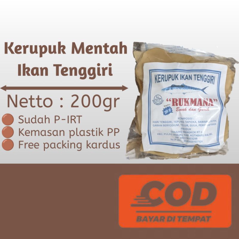 

Kerupuk Mentah Ikan Tenggiri Rukmana Kemasan 200gr.