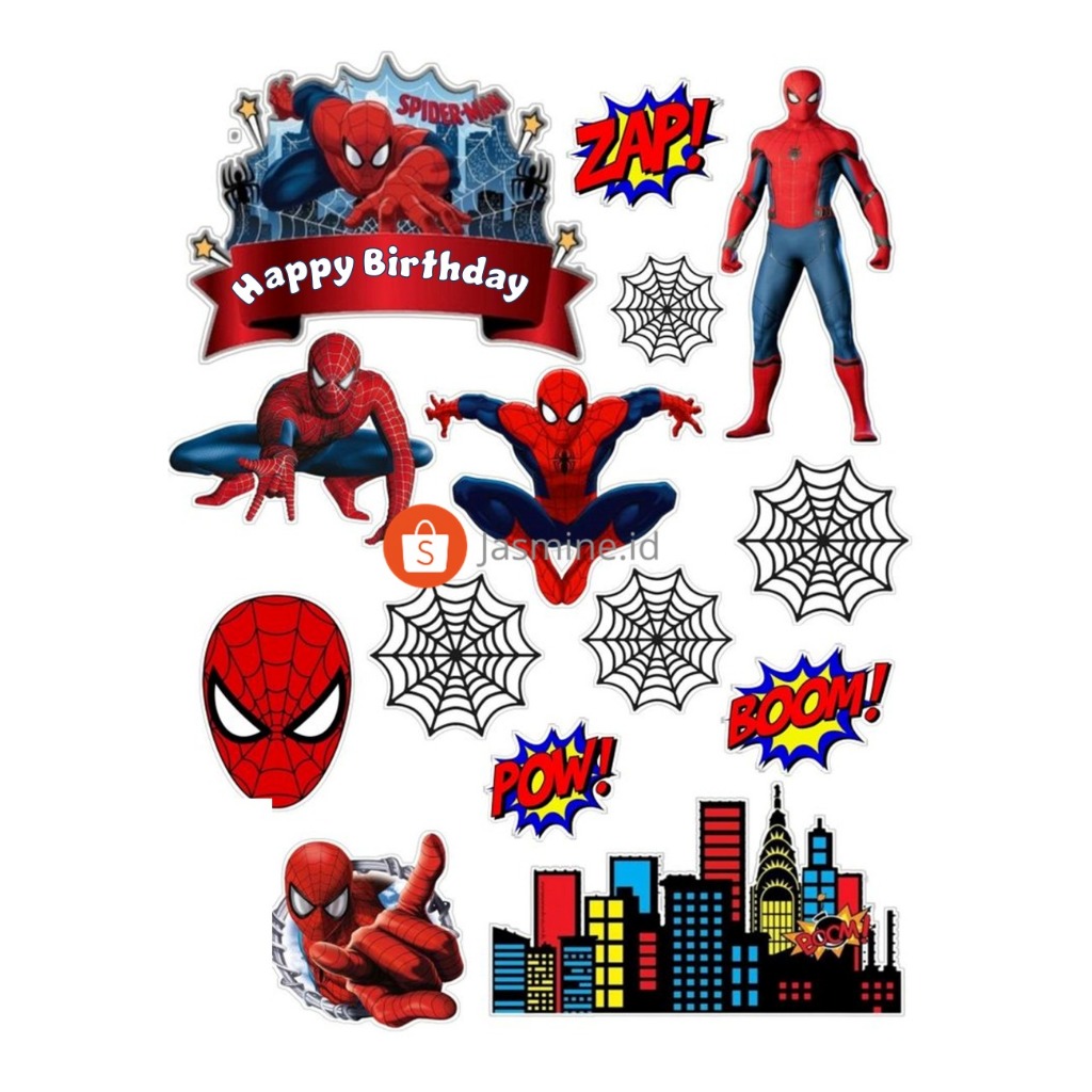 TOPPER SPIDERMAN Custom/Hiasan Kue ULTAH Spiderman
