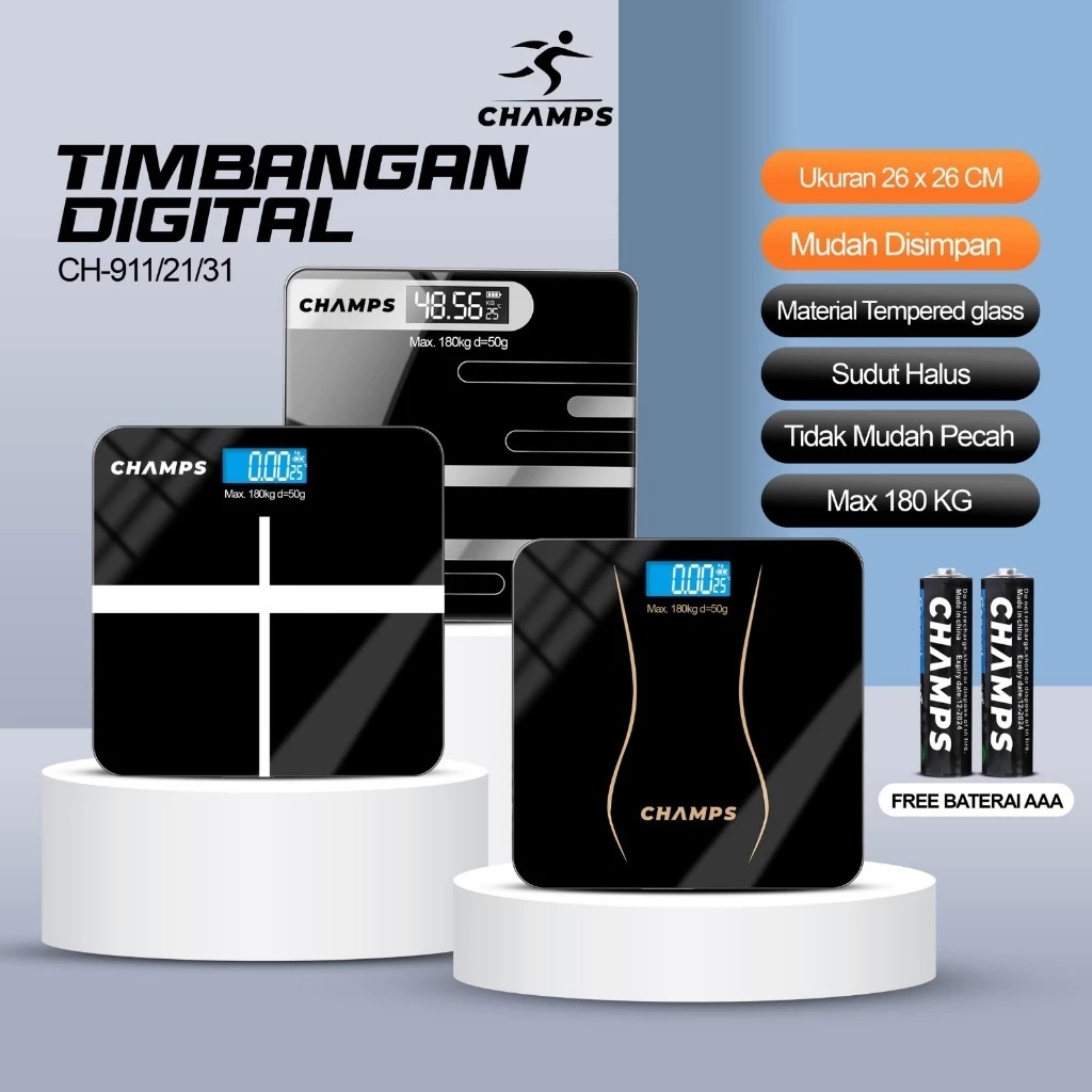 Timbangan Berat Badan Digital / Timbangan Digital Berat Badan Akurat 180Kg Free Baterai