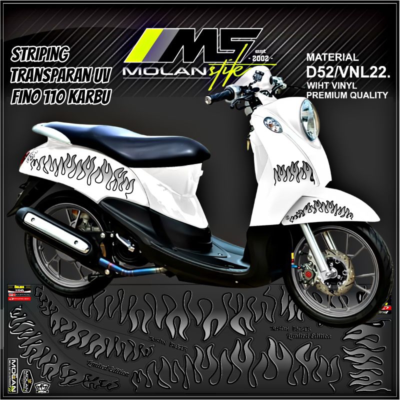 Decal Sticker Striping Variasi Transparan Uv Fino Karbu Api Fino Karbu Justin Bieber Yamaha Fino 115