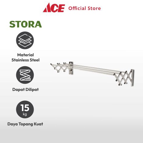 TRENTERBARU Ace Stora 12 cm Jemuran Baju Dinding Stainless Steel Tempat Jemur Baju Drying Rack Gantu