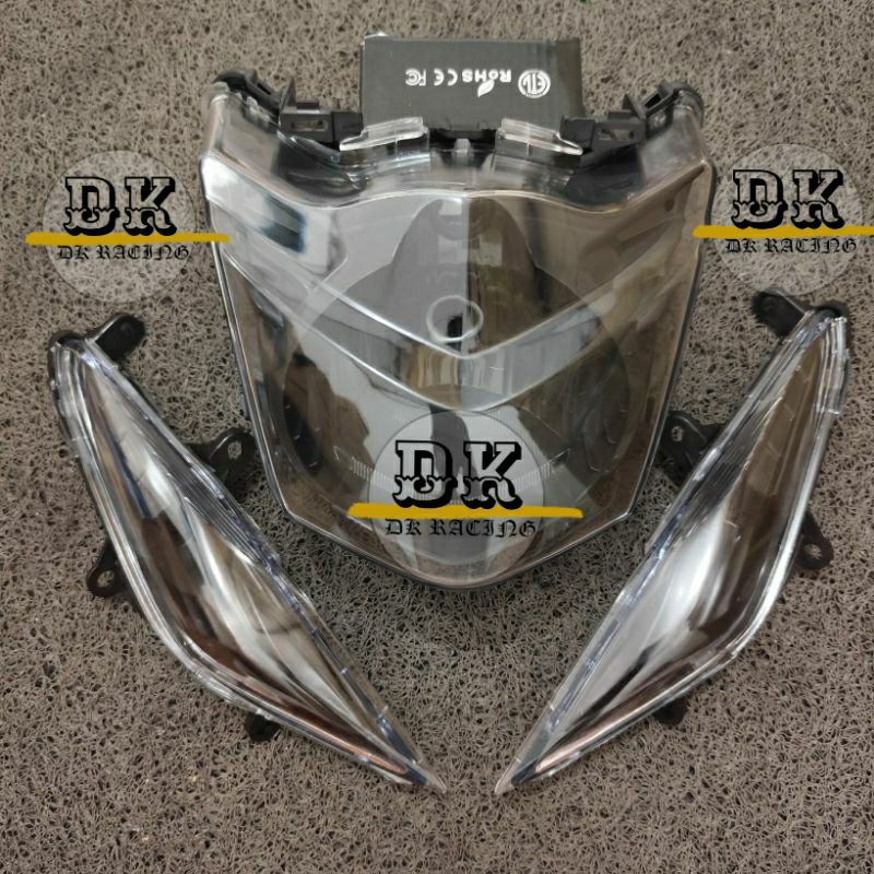 Reflektor Lampu Depan Plus Sein Beat Karbu Costum Hitam Smoke Berkualitas