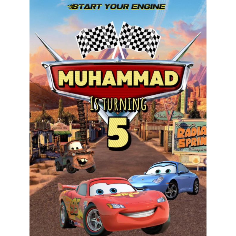 Undangan Video ulang tahun Cars lightning McQueen