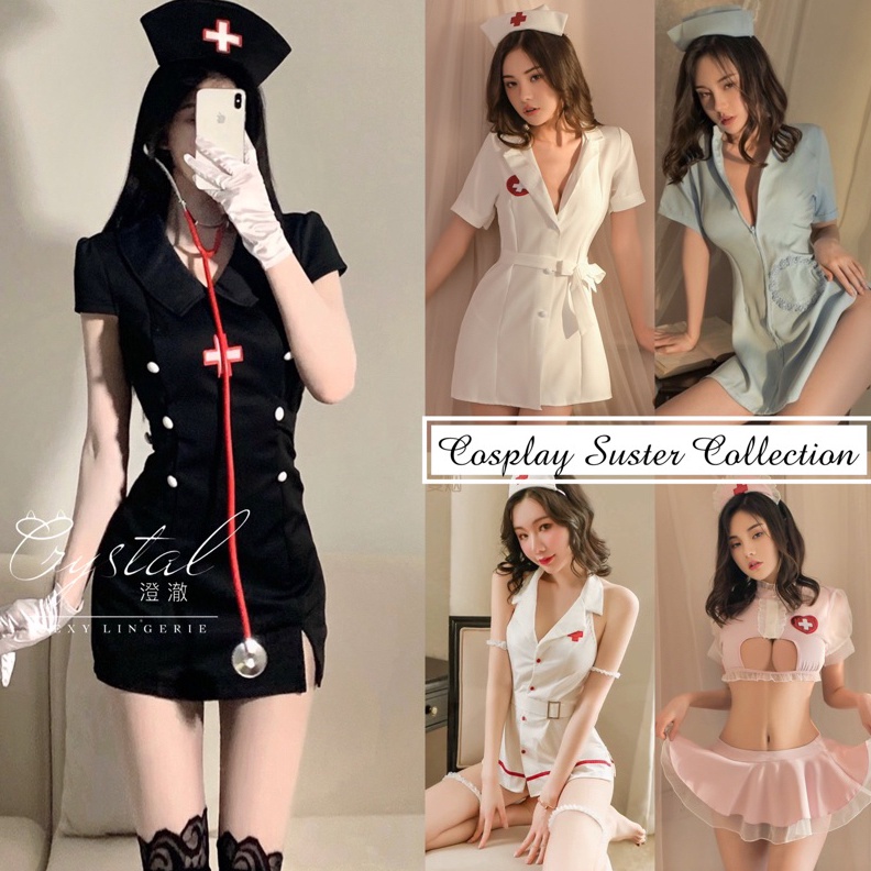 Crystal Lingerie Cosplay Nurse Lingerie Cosplay Suster Wanita Kostum Lingerie perawat wanita