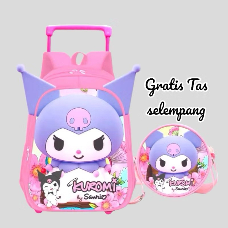 RB Tas Ransel troli anak sanrio tas anak kuromi tas troli dorong sanrio kuromi melody