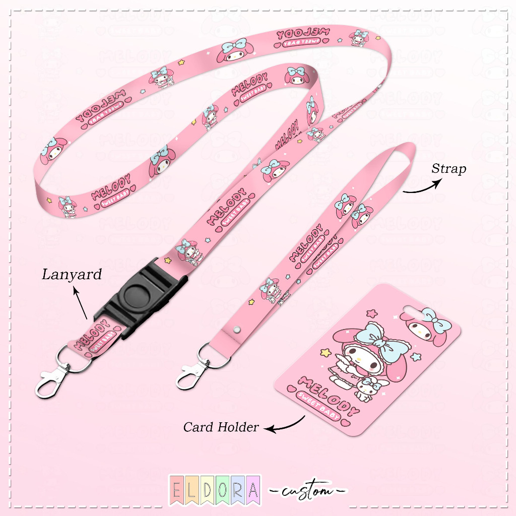 

[LANYARD] Strap id card holder My melody mero set gantungan kunci - tali hp - tempat kartu - name tag