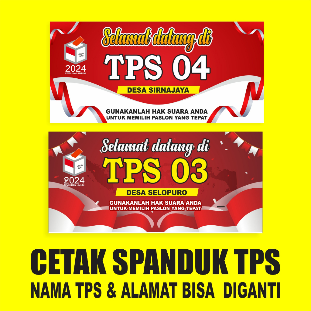 SPANDUK BANNER NAMA TPS / SELAMAT DATANG TPS