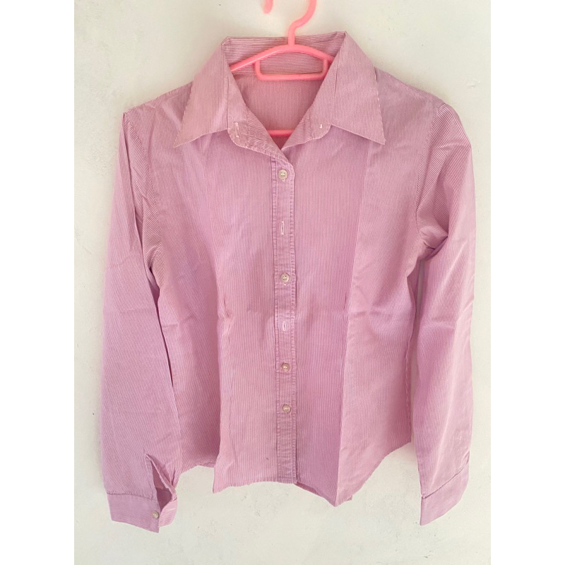 kemeja wanita lengan panjang garis-garis