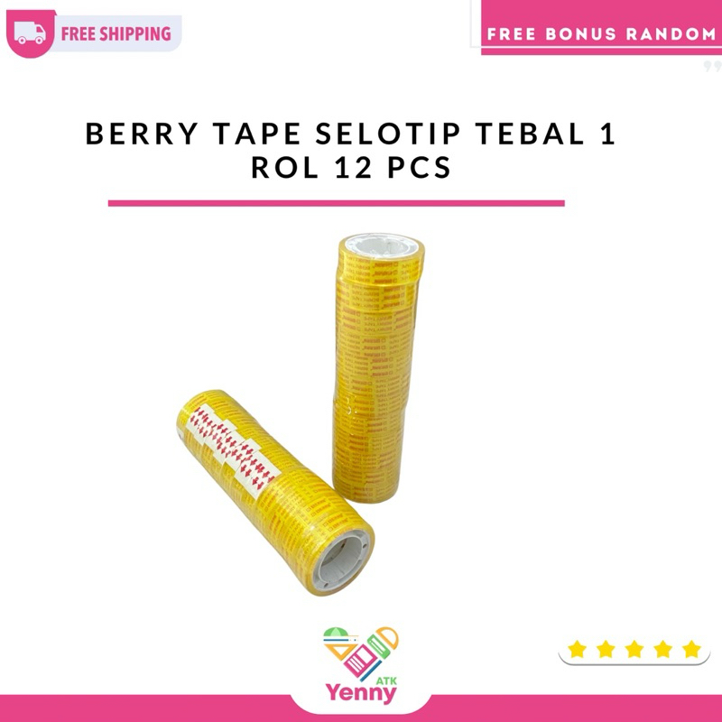 

Solasi Kado Berry Tape 1 Pack 12 Roll | Solasi Bening Berry Tape Untuk Kado