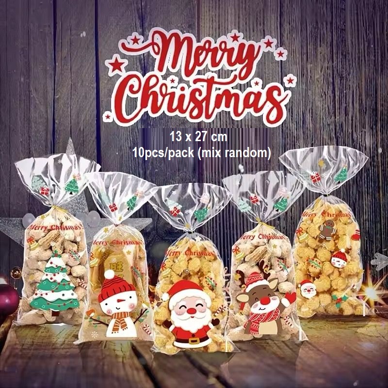 

Kantong plastik snack souvenir goodie bag Natal christmas 10pcs