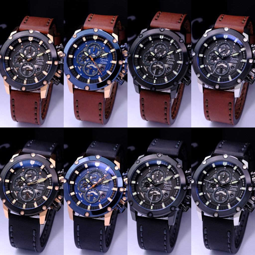 JAM TANGAN PRIA ALEXANDRE CHRISTIE AC 6564 AC6564 BLACK ROSEGOLD ORIGINAL