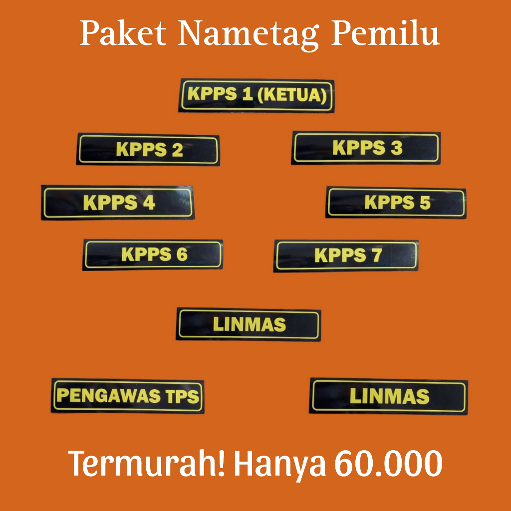 

Paket Nametag Lengkap untuk Pemilu - Paket Nama Petugas KPPS - Nametag KPPS 1-7, KPPS Pilkada Pemilu