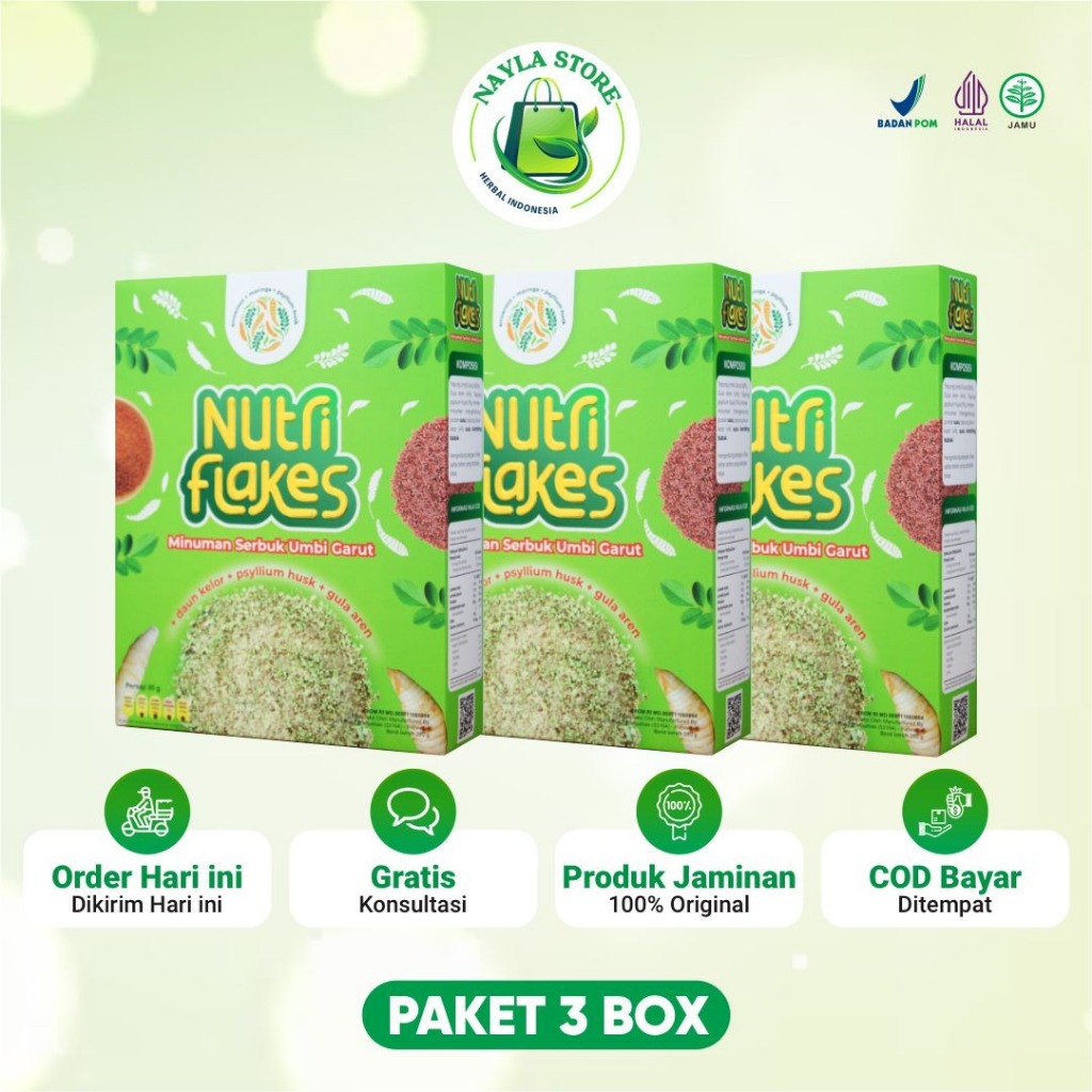 

NUTRIFLAKES Sereal Umbi Garut – Solusi Ampuh Asam Lambung, Maag & GERD [ PAKET 3 BOX ]