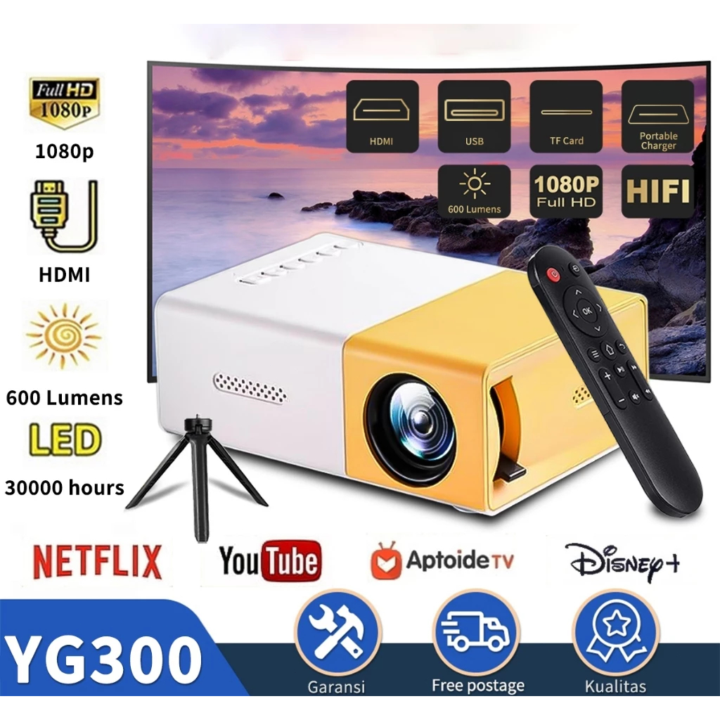 Proyektor mini YG300 Portable Led mini Proyektor hp mini Home Theater HDMI mini Proyektor