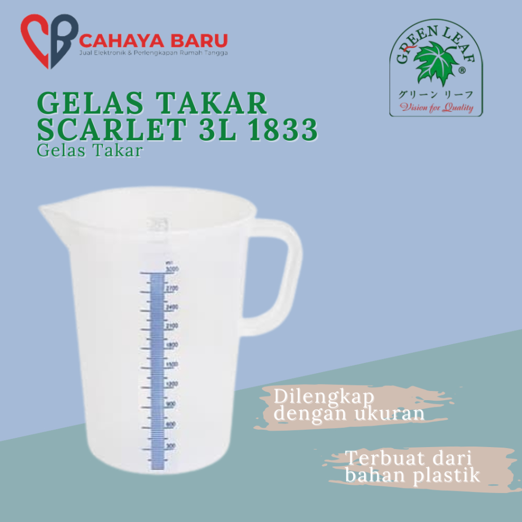 GREEN LEAF GELAS TAKAR SCARLET 3L 1833