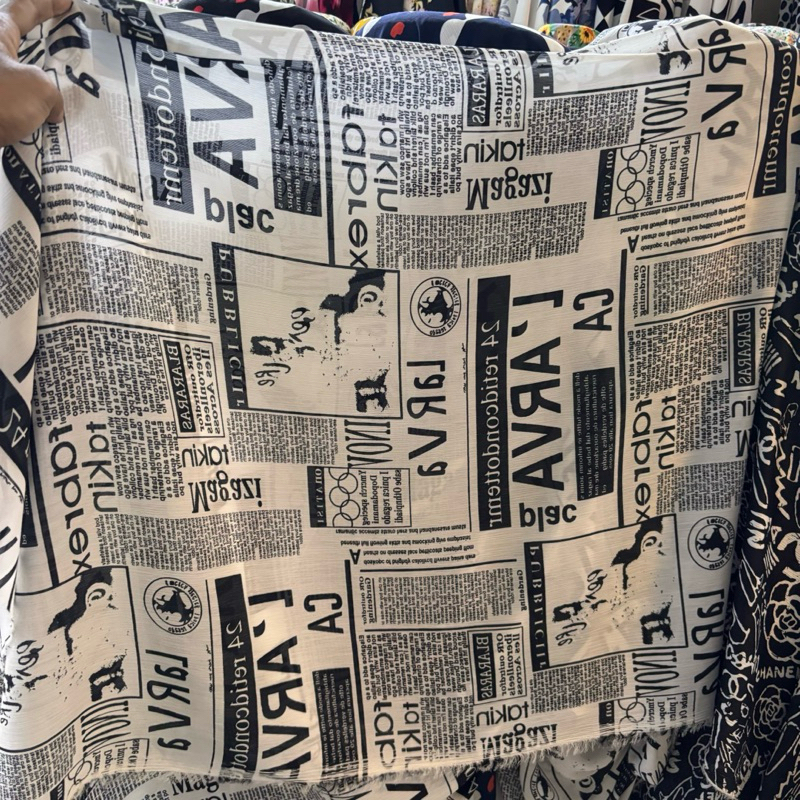 Kain yoryu Motif Premium - kain motif koran - kain ni abstrak - kain bahan motif  - kain crepe motif