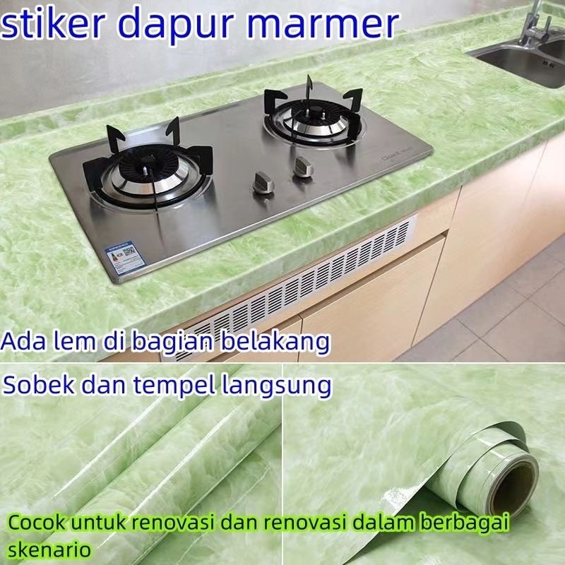 premium wallpaper dinding dapur/stiker dapur furniture perabotan marmer marble glossy anti minyak