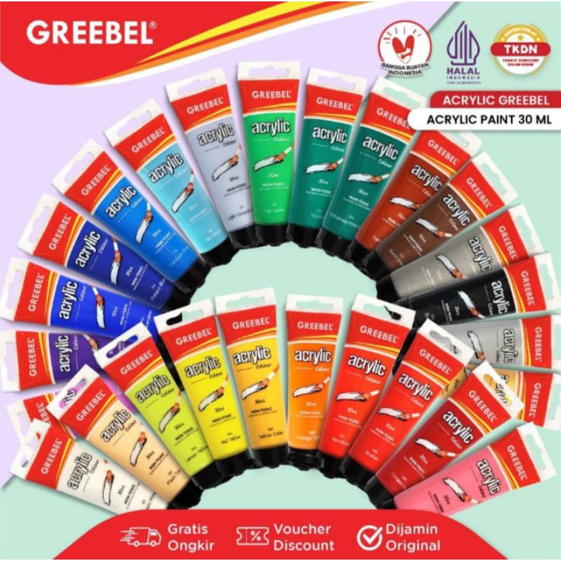 

GREEBEL Cat Lukis Akrilik | Cat Acrylic | Colour Kanvas ( Cat Acrylic 30ML/Pcs) | Acrylic Paint Color | Cat Lukis Kanvas | Cat Lukis Murah