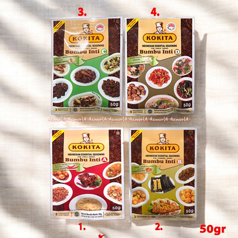 

Kokita 50gr Bumbu Inti A, B, C, D Indonesia Seasoning For Chili Dishes Bumbu Instan Dasar