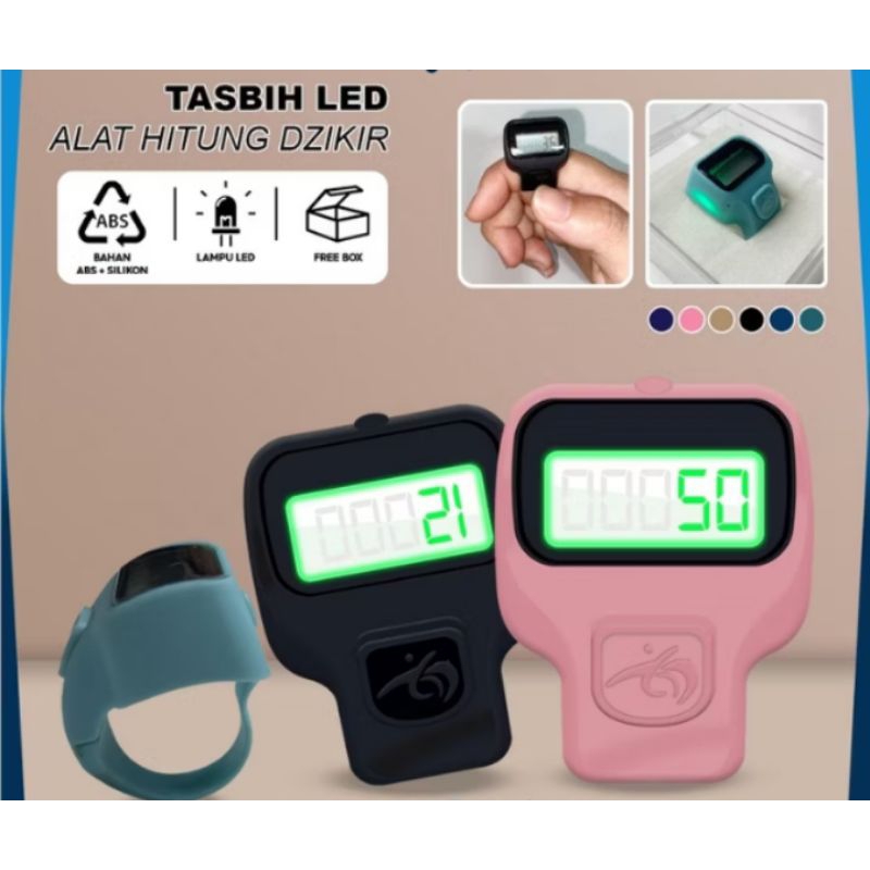 Cincin tasbih digital mini led alat hitung dzikir perlengkapan ibadah