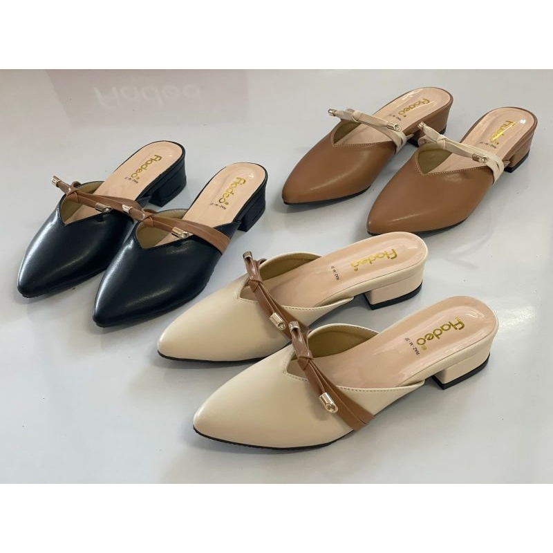 sepatu sandal slop wanita dengan hak 3cm fladeo trendy 001