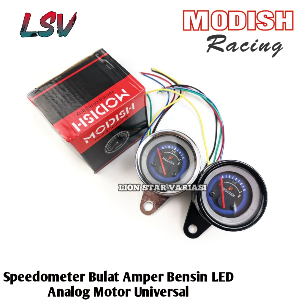 Speedometer Amper Bensin Jarum LED Bulat 12 Volt Jarum Fuel Meter Bensin Analog Motor Universal