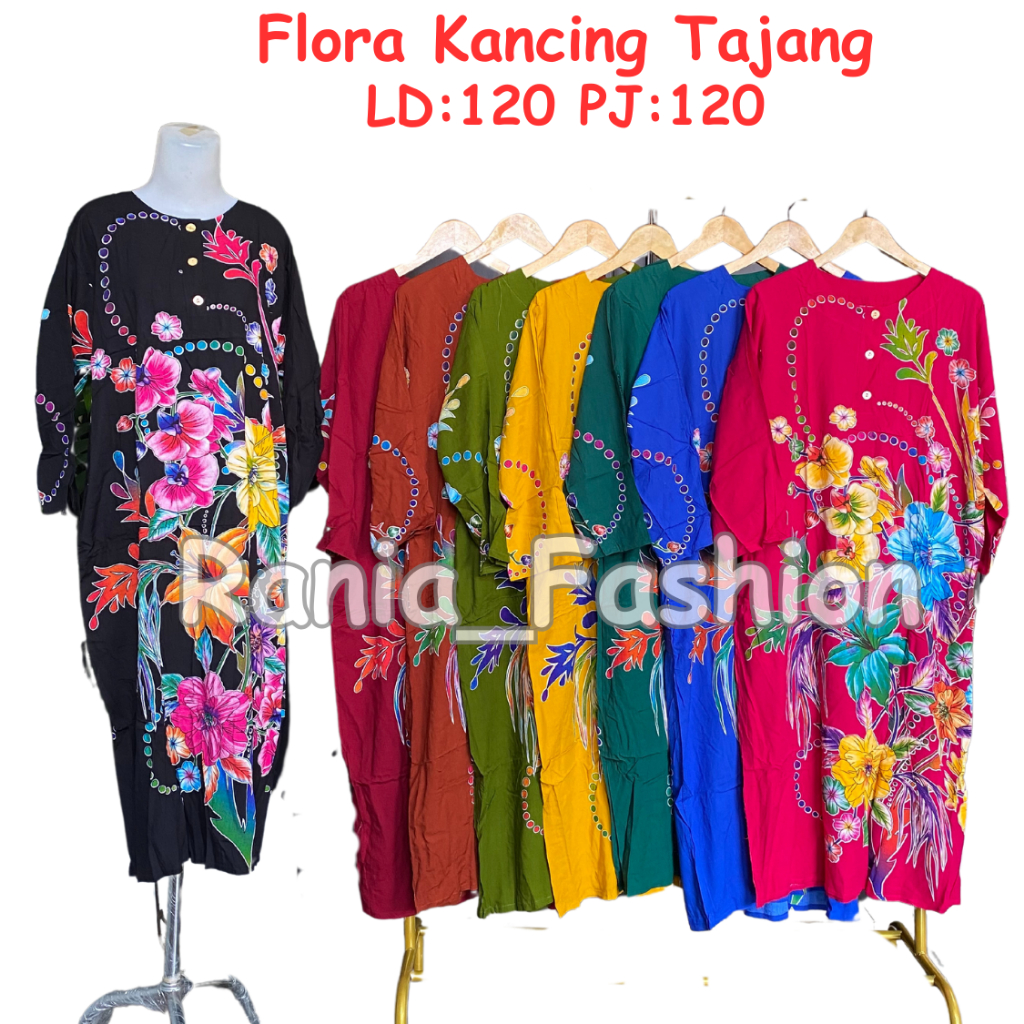 Daster Rania Fashion motif TAJANG KANCING FLORA Terbaru