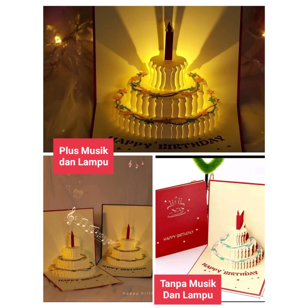 kartu pop up kartu 3d kartu ucapan ulang tahun happy birthday