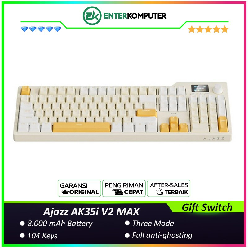 Ajazz AK35i V2 MAX Mango Full-size Three-mode Mechanical Keyboard (Gift Switch)