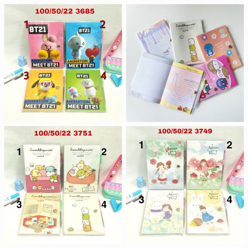 

Buku notes kancing karakter/ buku catatan/ Note Book Diary + pulpen bolpen pena