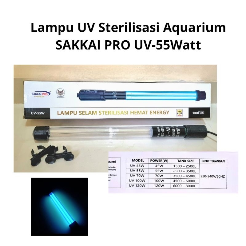 Lampu UV Aquarium Sakkai Pro UV-55 Watt, Lampu UV sterilisasi Aquarium