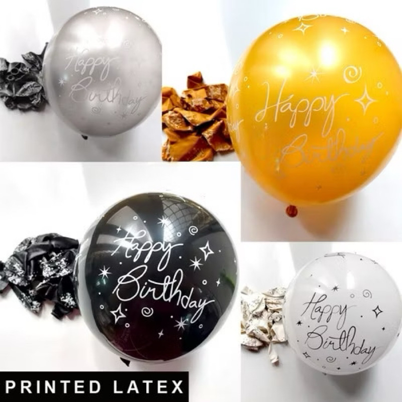 Balon latex tulisan happy birthday/balon tulisan happy birthday ecer(per 1 pcs)