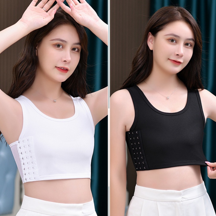 Breast Binder Kait samping LESS perata dada tomboy model pinggir uni chest korset half Tank Top Olah