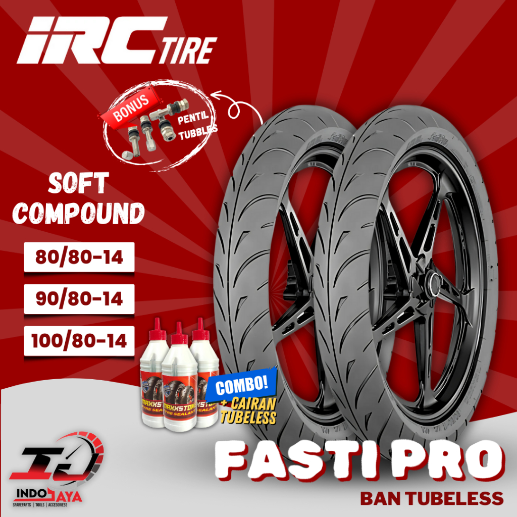 [READY COD] BAN LUAR IRC TUBELESS SOFT COMPOUND FASTI PRO (80/80-14 - 90/80-14 - 100/80-14) BAN BALA