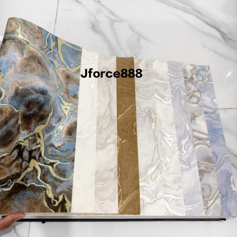 Wallpaper Dinding Motif Marmer Granit Abstrak Banyak Warna Putih Gold Ungu Biru