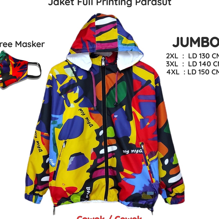 KP8 Jaket Parasut Jumbo Wanita pria Printing  jaket parasut Size  jaket parasut over size pria dan w