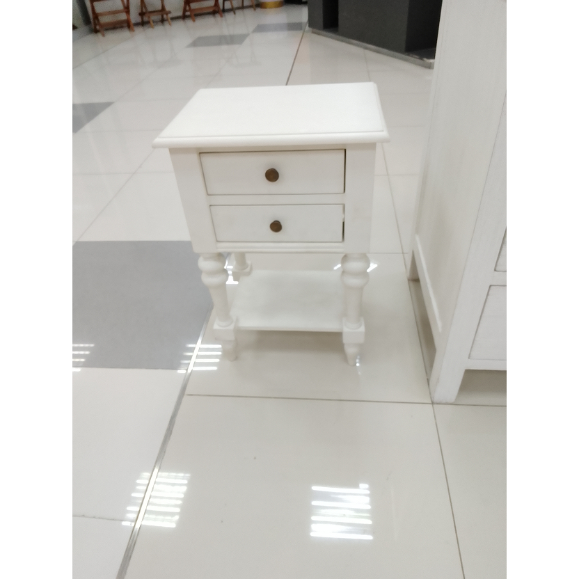 nakas putih 2 laci | nakas cantik | meja kecil | meja kecil dengan laci | small table with drawers