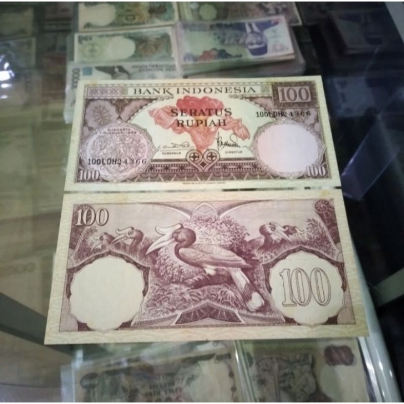 uang kuno 100 rupiah bunga 1959 asli bagus