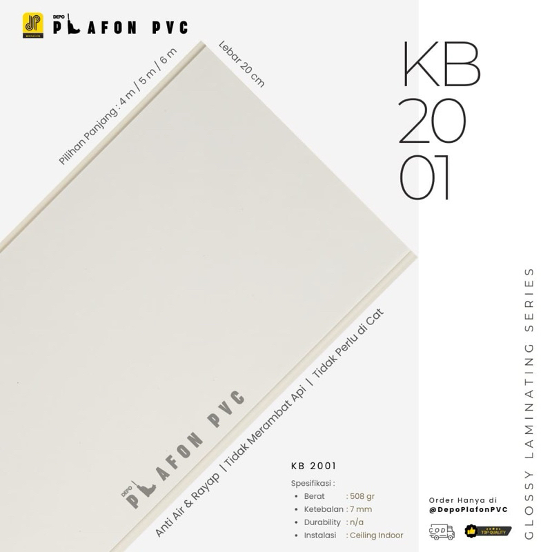 PLAFON PVC GLOSSY (HARGA PERLEMBAR) 4 DAN 6 METER