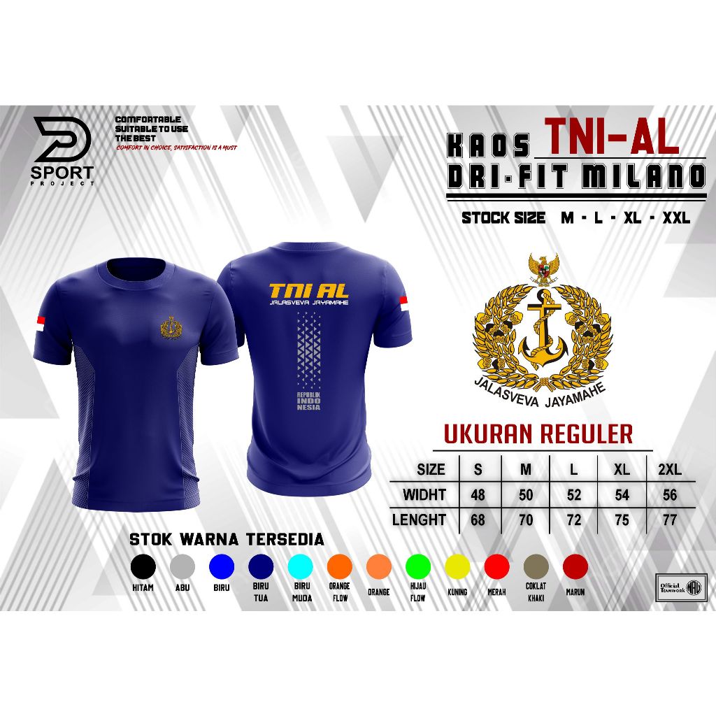 Kaos TNI AL / Jersey Drifit TNI AL / Tshirt Baju TNI AL