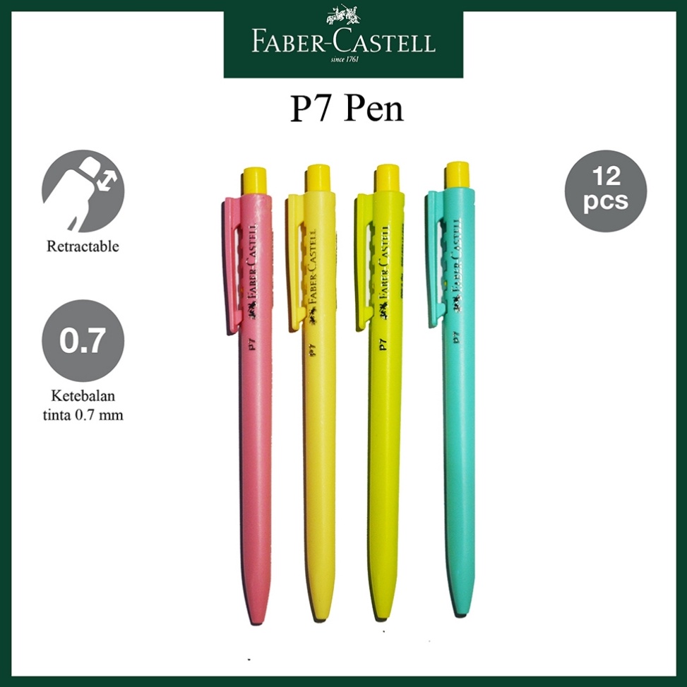 

KODE E79Z Pulpen Faber Castell P7 Pastel P7 Ballpoint Pen Harga Per Box PROMO 12 Gratis 2 Pcs