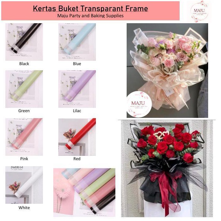 

Murah Spesial 2 lembar Kertas Buket Transparant Frame Flower Wrapping Kertas Bunga Flower Paper Cellophane Paper isi 2 lembar