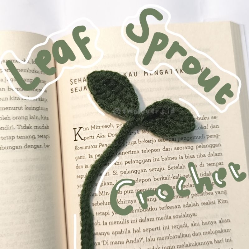 

[twolovers.id] Leaf Sprout Crochet (bookmark, cable tie, accsessory headphones) | Daun Tumbuh Rajut [penanda buku, pengikat kabel, hiasan headphone]