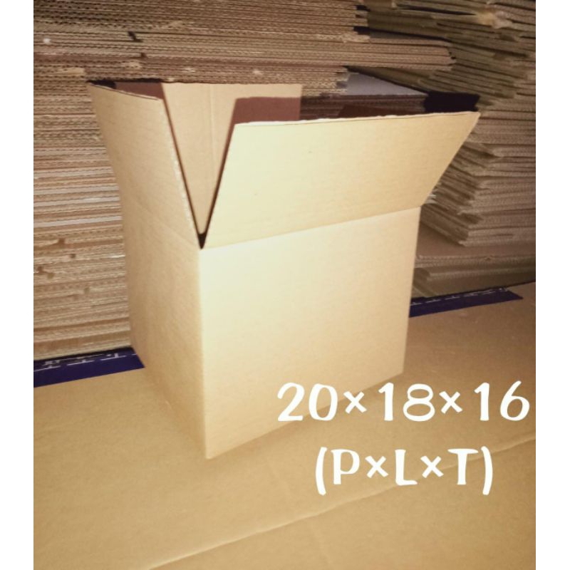 

Kardus Box Karton Kotak Dus Packing Polos UK. 20×18×16 BFlute Tebal 3 mm