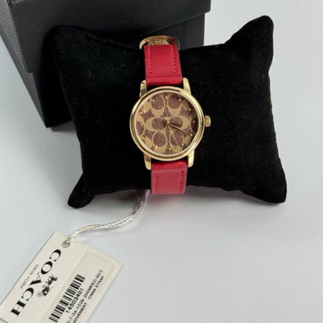 Jam Tangan Coach 14503401 Signature Dial Red Leather Strap